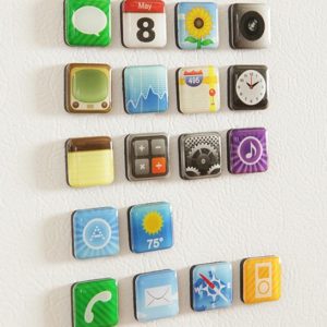 סט 18 מגנטים למקרר, בעיצוב אפליקציות אייפון