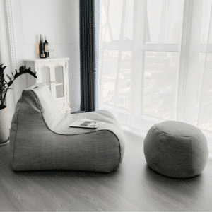 פוף כורסא גדול ומפנק + פוף הדום – אפור