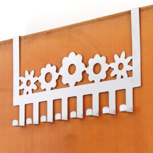 מתלה בגדים לדלת ללא ברגים - עשוי מתכת, פרחים ירוק