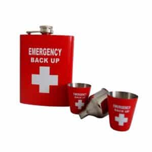 סט פלאסק 240 מ"ל+2 כוסות+משפך, למקרה חרום EMERGENCY BACK UP -