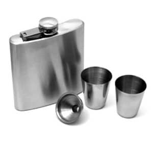 סט פלאסק קלאסי 180 מ"ל, פלאסק חלק+2 כוסות+משפך