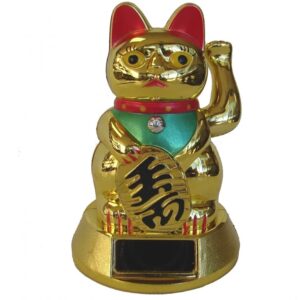 חתול מזל זהב סולארי 12 ס"מ - LUCKY CAT