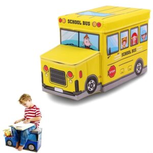 ארגז צעצועים לאחסון וישיבה - אוטובוס בית ספר צהוב