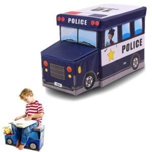 ארגז צעצועים לאחסון וישיבה – אוטו משטרה