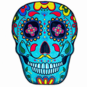 מגבת חוף בעיצוב גולגולת סוכר צבעונית