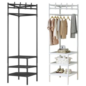 מתקן מתלה בגדים פינתי עם 3 מדפים - שחור/לבן לבחירה