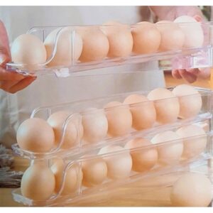 ארגונית ביצים מתגלגלות למקרר - 3 קומות מתפרקות