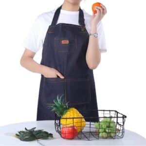 סינר איכותי בעיצוב אופנתי עשוי בד ג'ינס - עם 3 כיסים