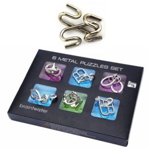 מארז 6 משחקי חשיבה ממתכת - פאזלים ממתכת 4.3 ס"מ