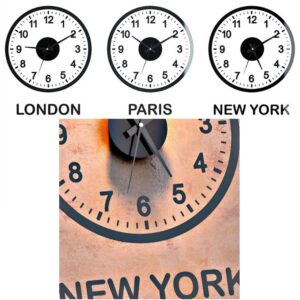 שלישיית שעוני קיר עולם משולבים טפט ויניל - World Clock