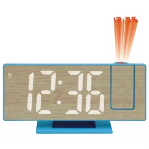 שעון מעורר LED מקרין שעה על סוללות/USB - פאנל עשוי במבוק